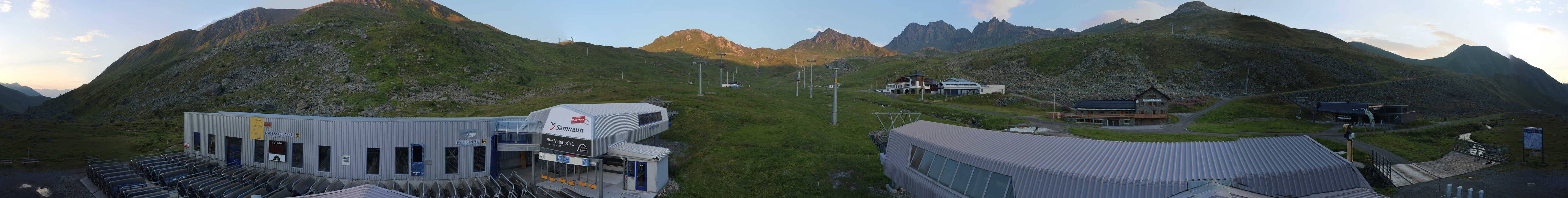 Archived image Webcam Samnaun: View from Alp Trida to Viderjoch
