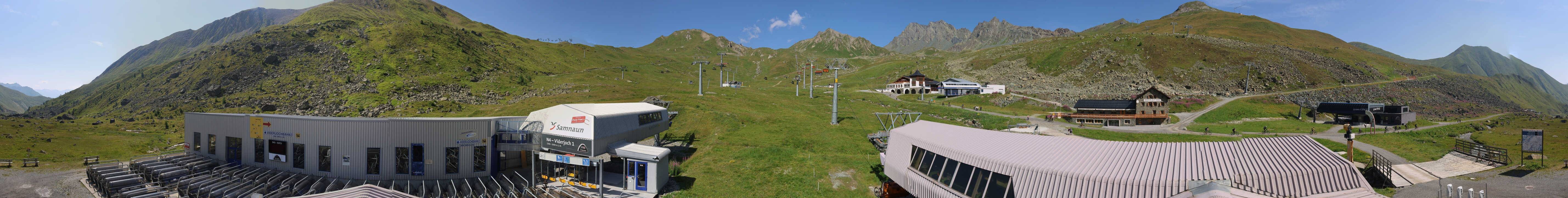 Archived image Webcam Samnaun: View from Alp Trida to Viderjoch