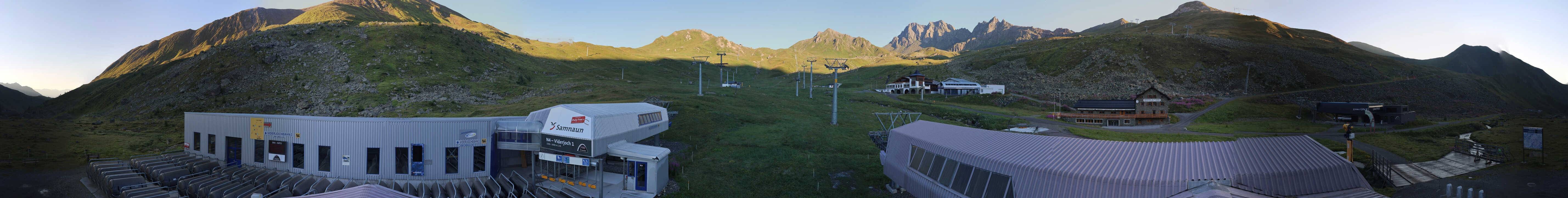 Archived image Webcam Samnaun: View from Alp Trida to Viderjoch
