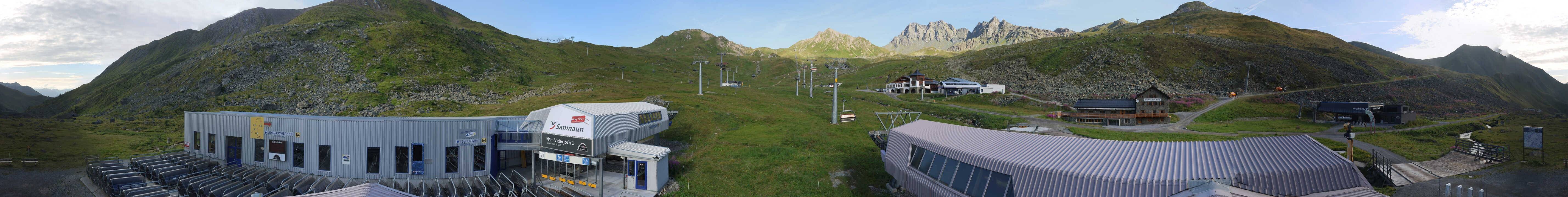 Archived image Webcam Samnaun: View from Alp Trida to Viderjoch
