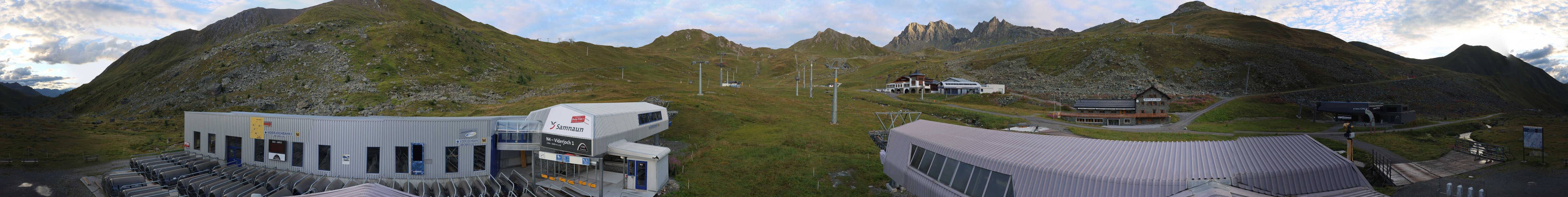 Archived image Webcam Samnaun: View from Alp Trida to Viderjoch