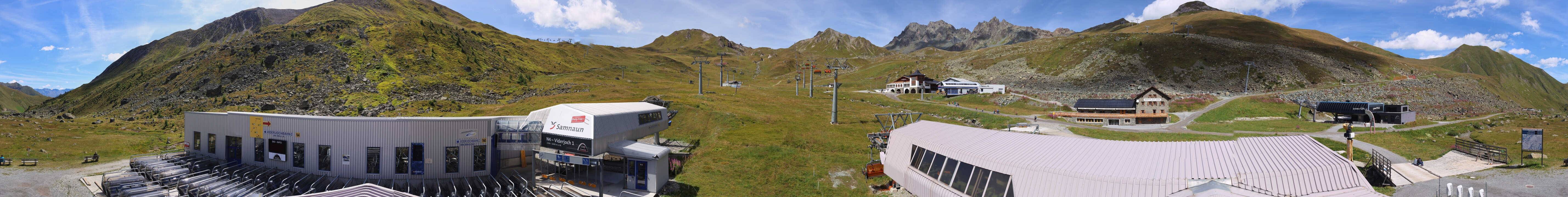Archived image Webcam Samnaun: View from Alp Trida to Viderjoch