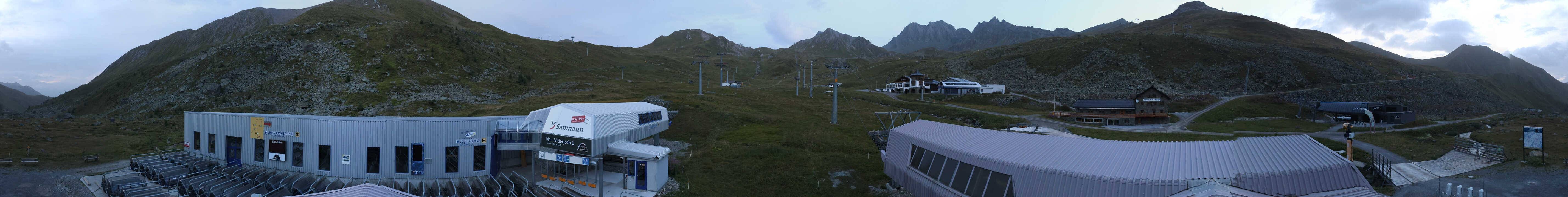 Archived image Webcam Samnaun: View from Alp Trida to Viderjoch