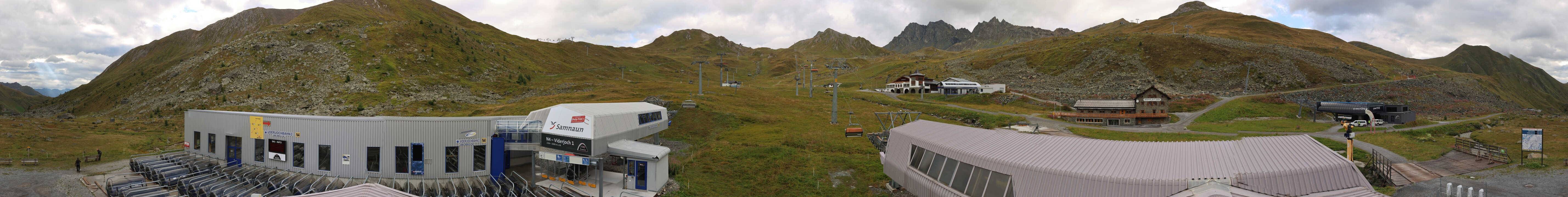 Archived image Webcam Samnaun: View from Alp Trida to Viderjoch