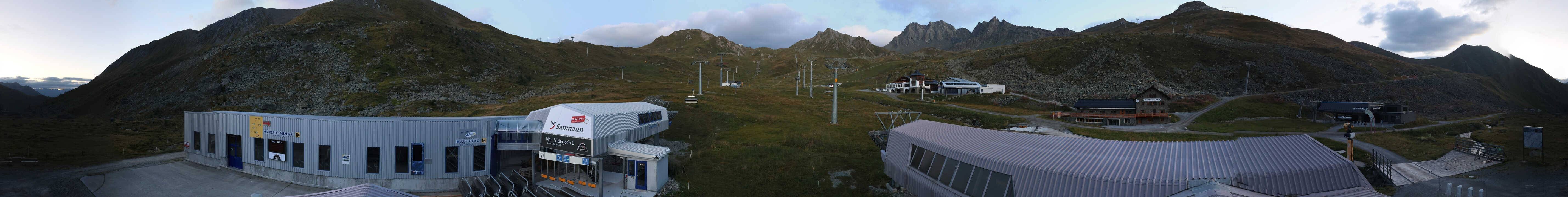 Archived image Webcam Samnaun: View from Alp Trida to Viderjoch