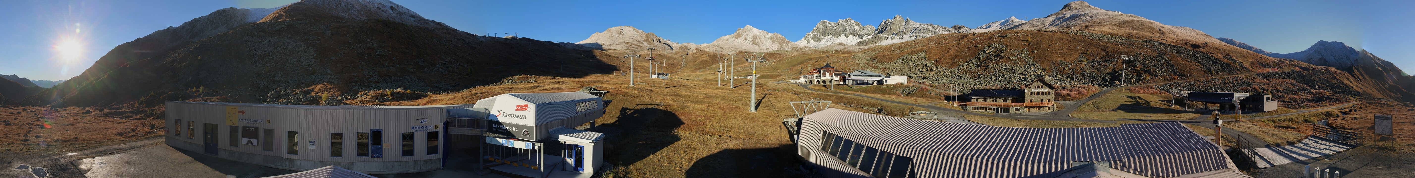 Archived image Webcam Samnaun: View from Alp Trida to Viderjoch
