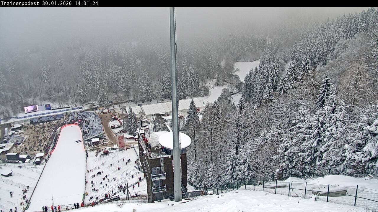 Archiv Foto Webcam Willingen: Blick Schanzentisch der Skisprungschanze