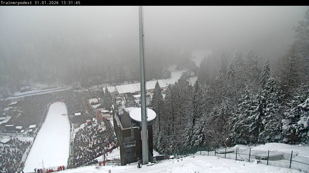 Archiv Foto Webcam Willingen: Blick Schanzentisch der Skisprungschanze