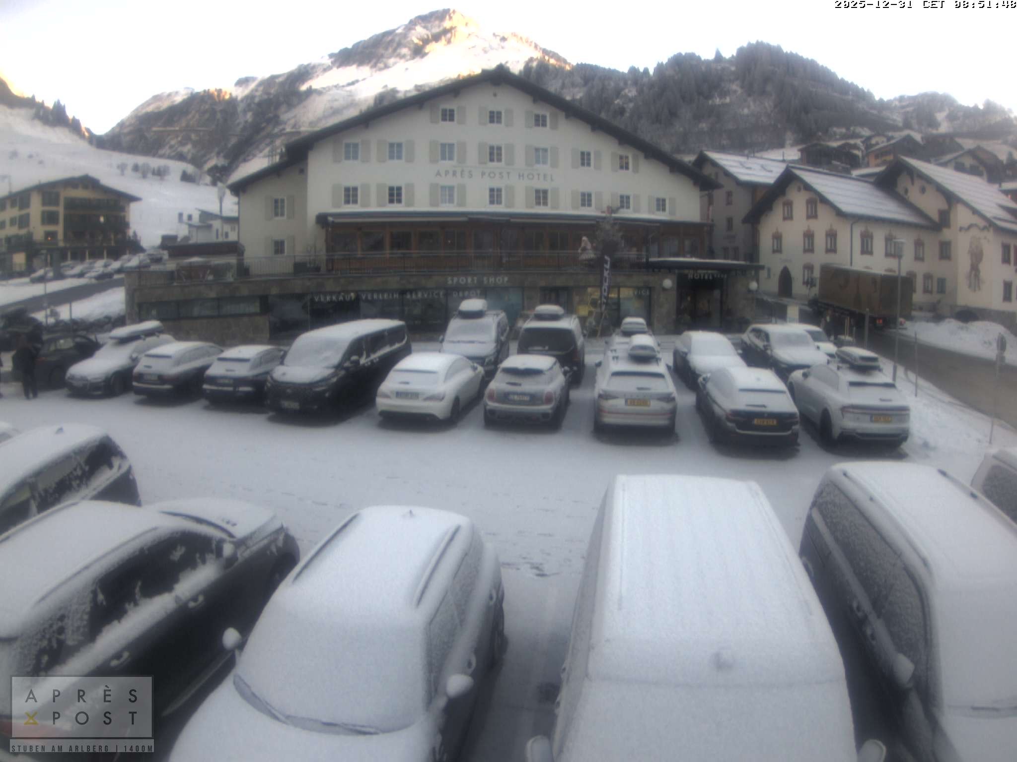 Archiv Foto Webcam Stuben am Arlberg - Blick auf das Après Post Hotel