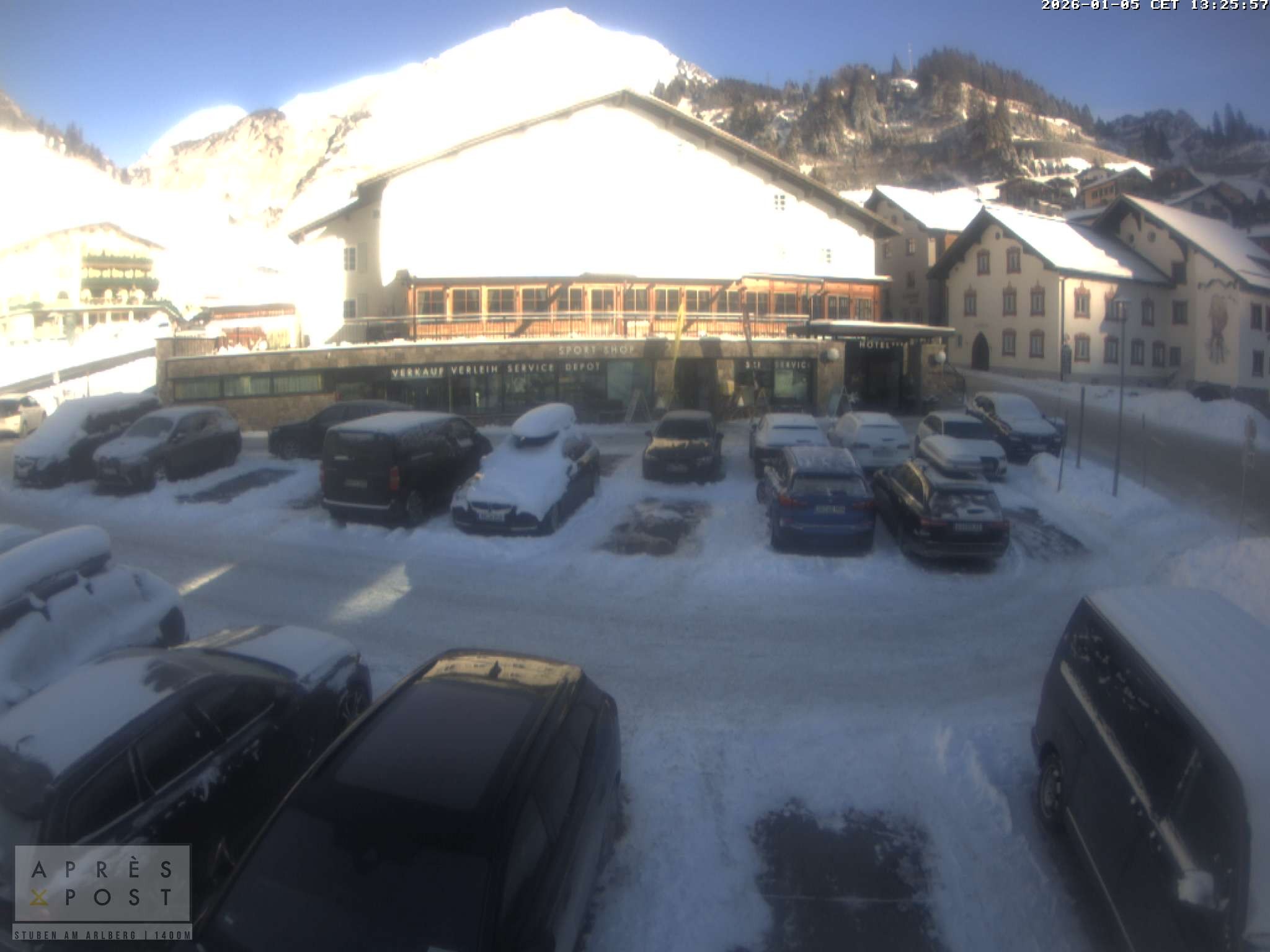 Archiv Foto Webcam Stuben am Arlberg - Blick auf das Après Post Hotel