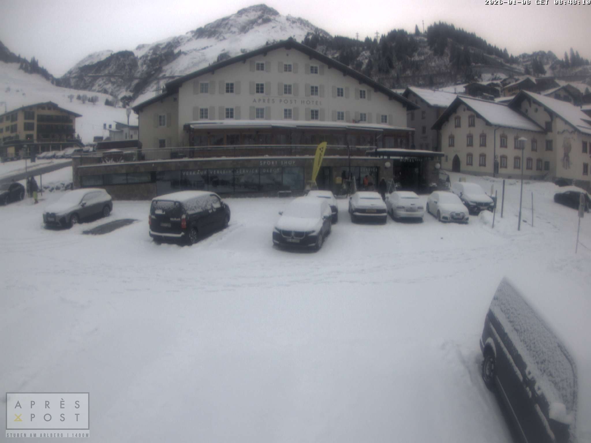 Archiv Foto Webcam Stuben am Arlberg - Blick auf das Après Post Hotel
