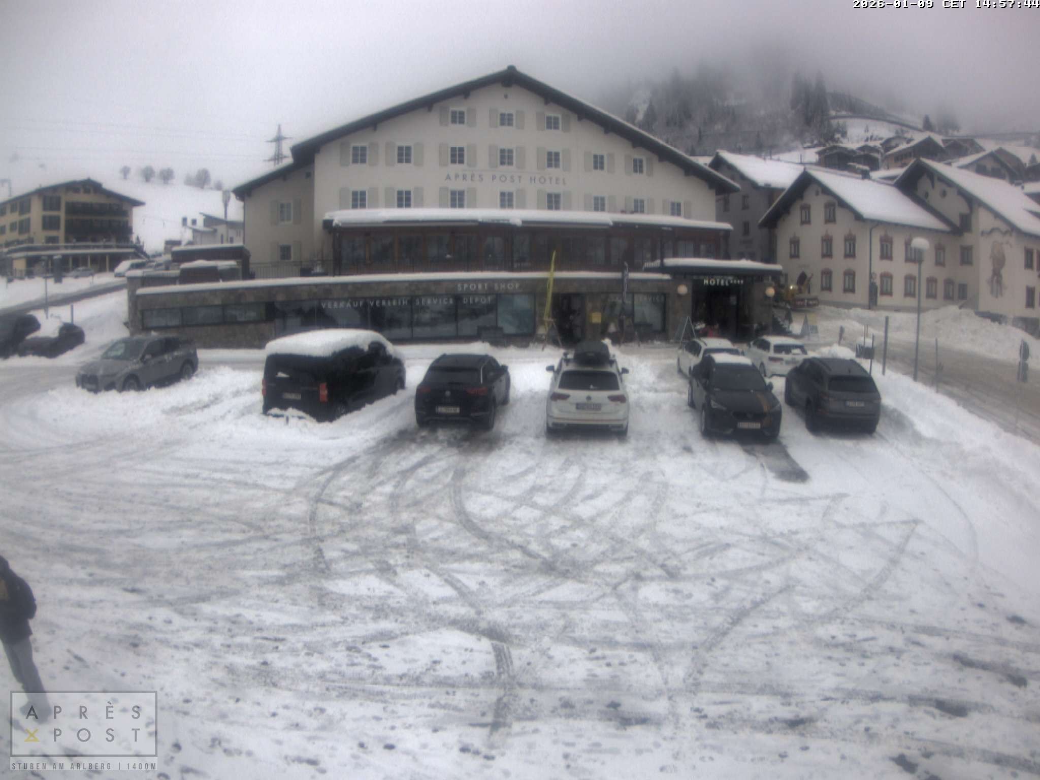 Archiv Foto Webcam Stuben am Arlberg - Blick auf das Après Post Hotel