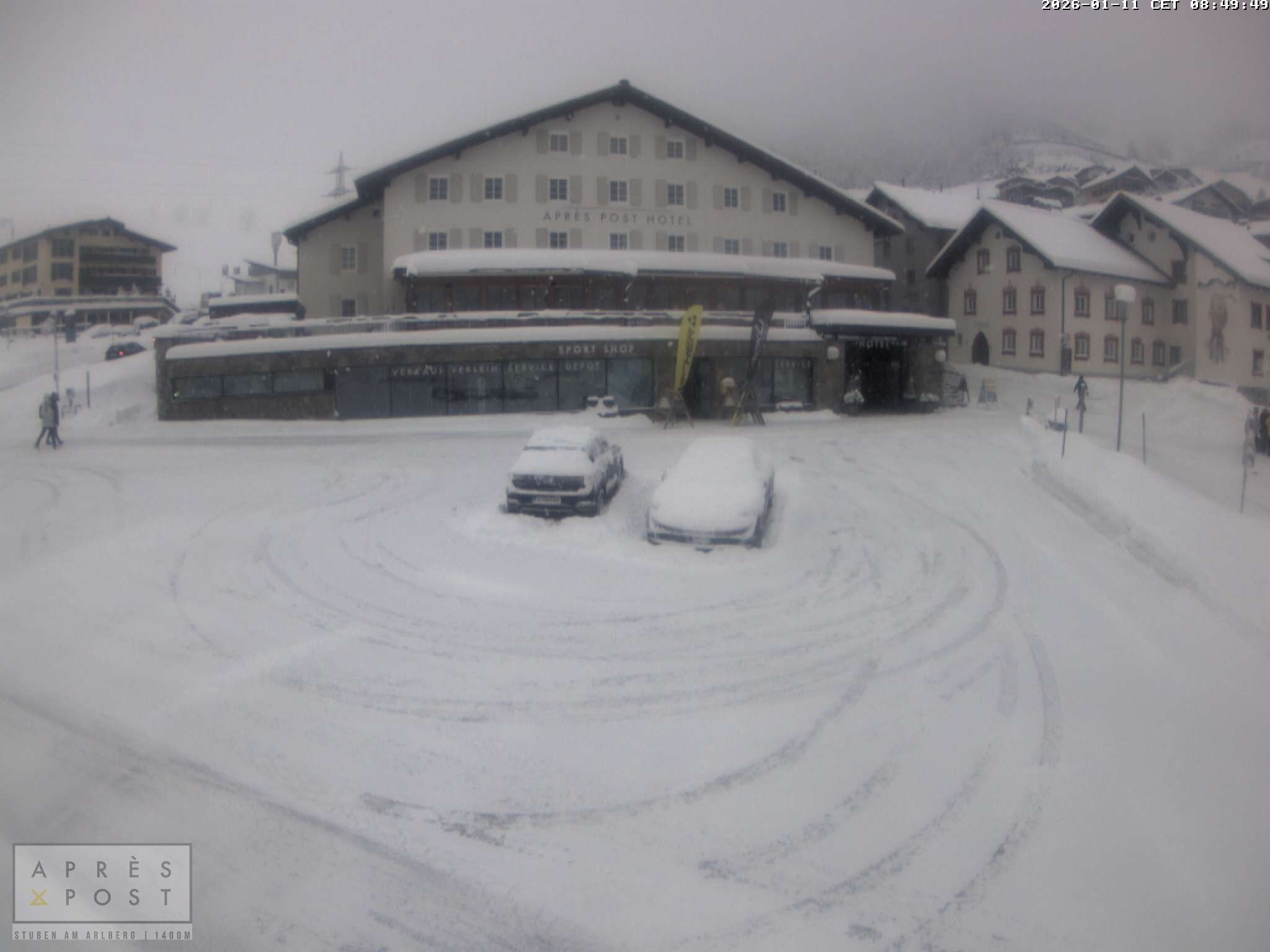 Archiv Foto Webcam Stuben am Arlberg - Blick auf das Après Post Hotel