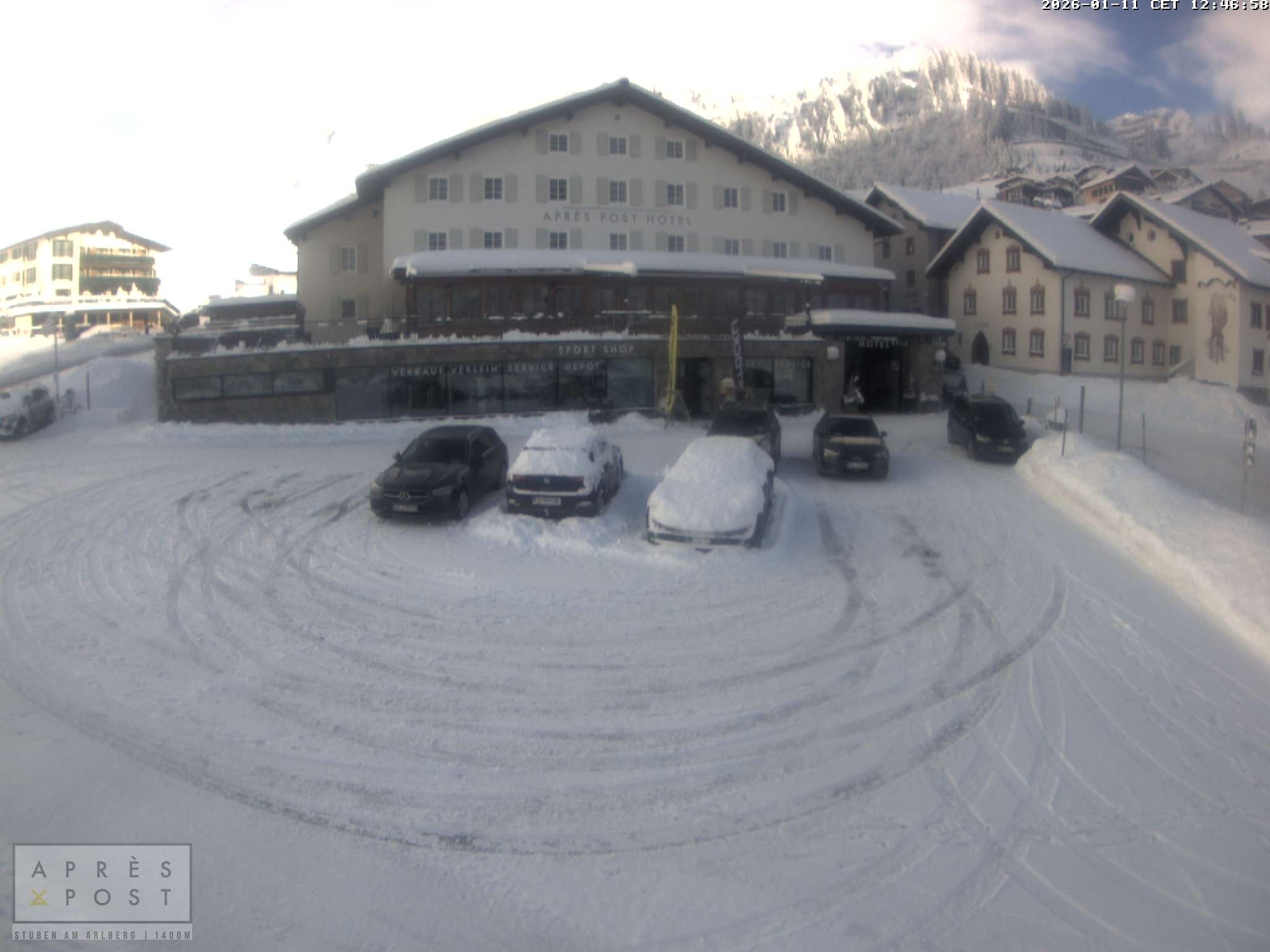 Archiv Foto Webcam Stuben am Arlberg - Blick auf das Après Post Hotel