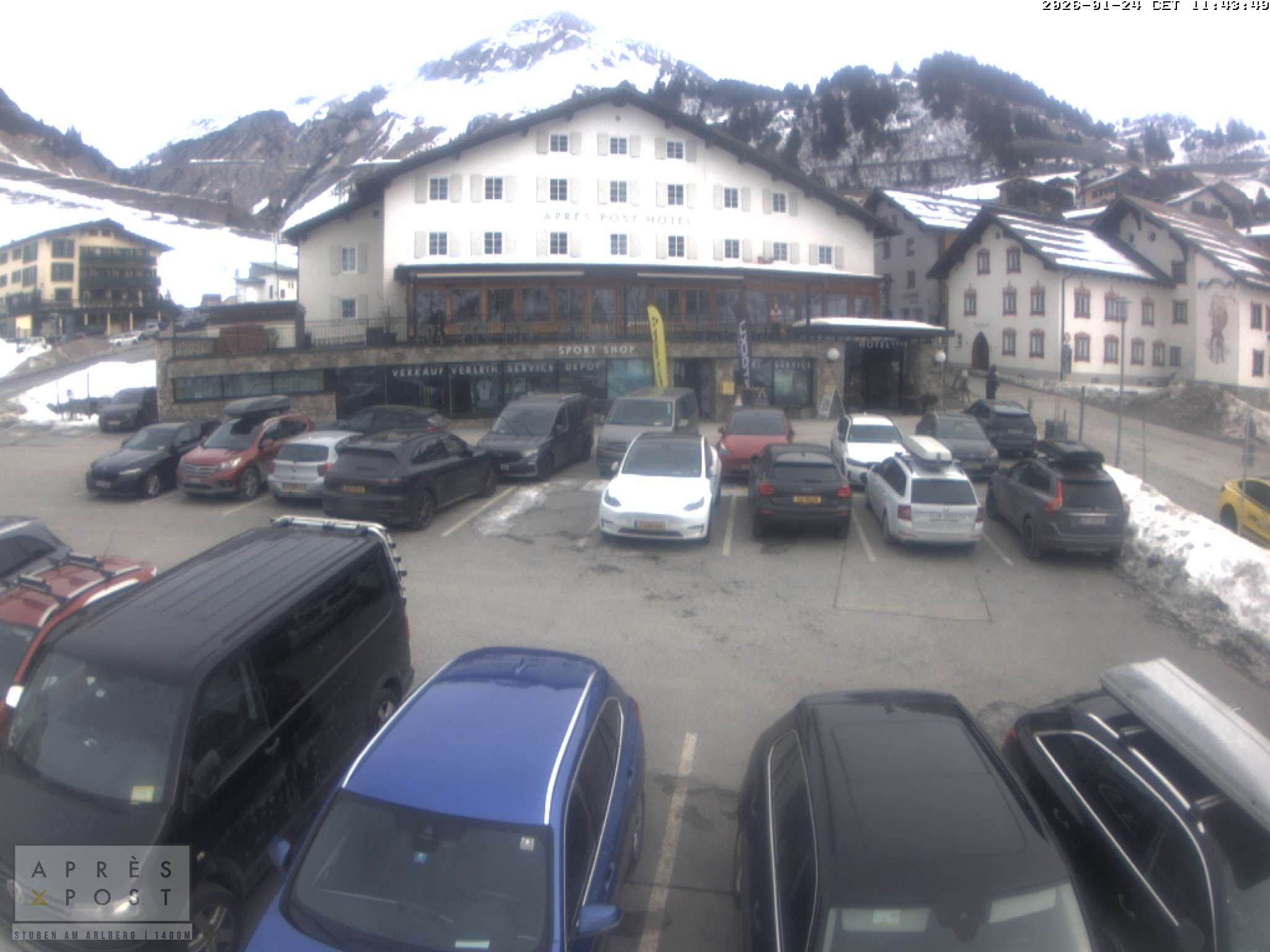 Archiv Foto Webcam Stuben am Arlberg - Blick auf das Après Post Hotel