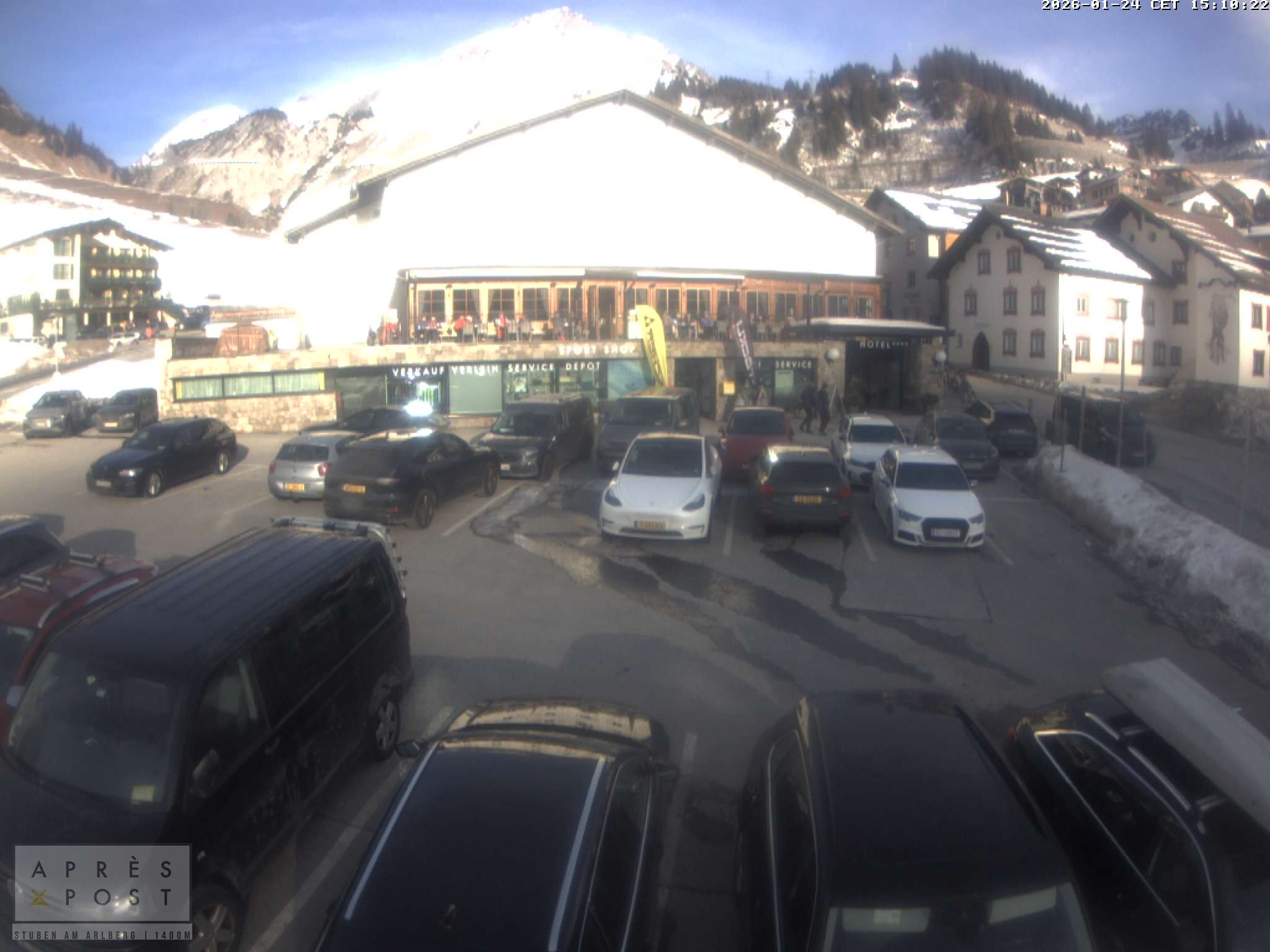 Archiv Foto Webcam Stuben am Arlberg - Blick auf das Après Post Hotel