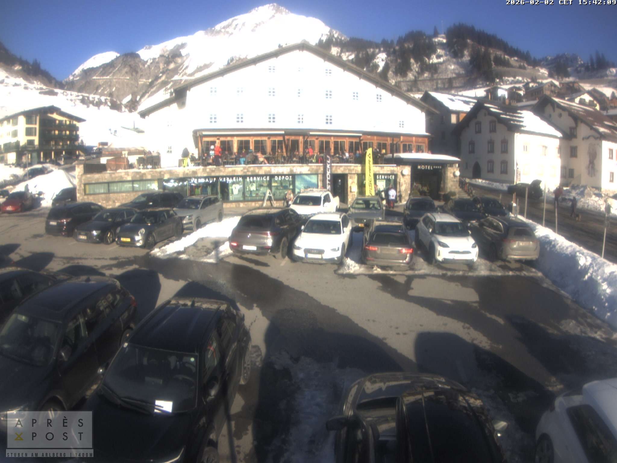 Archiv Foto Webcam Stuben am Arlberg - Blick auf das Après Post Hotel