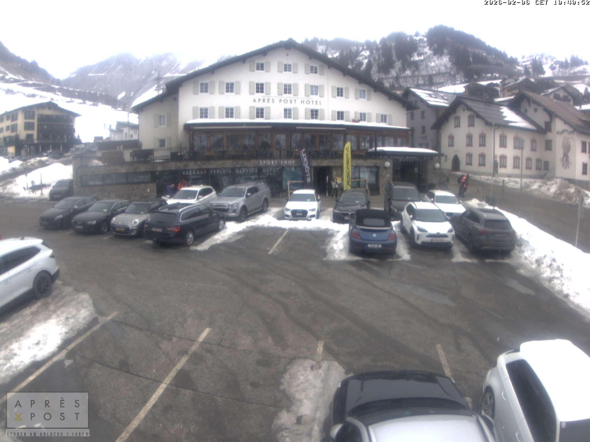 Archiv Foto Webcam Stuben am Arlberg - Blick auf das Après Post Hotel