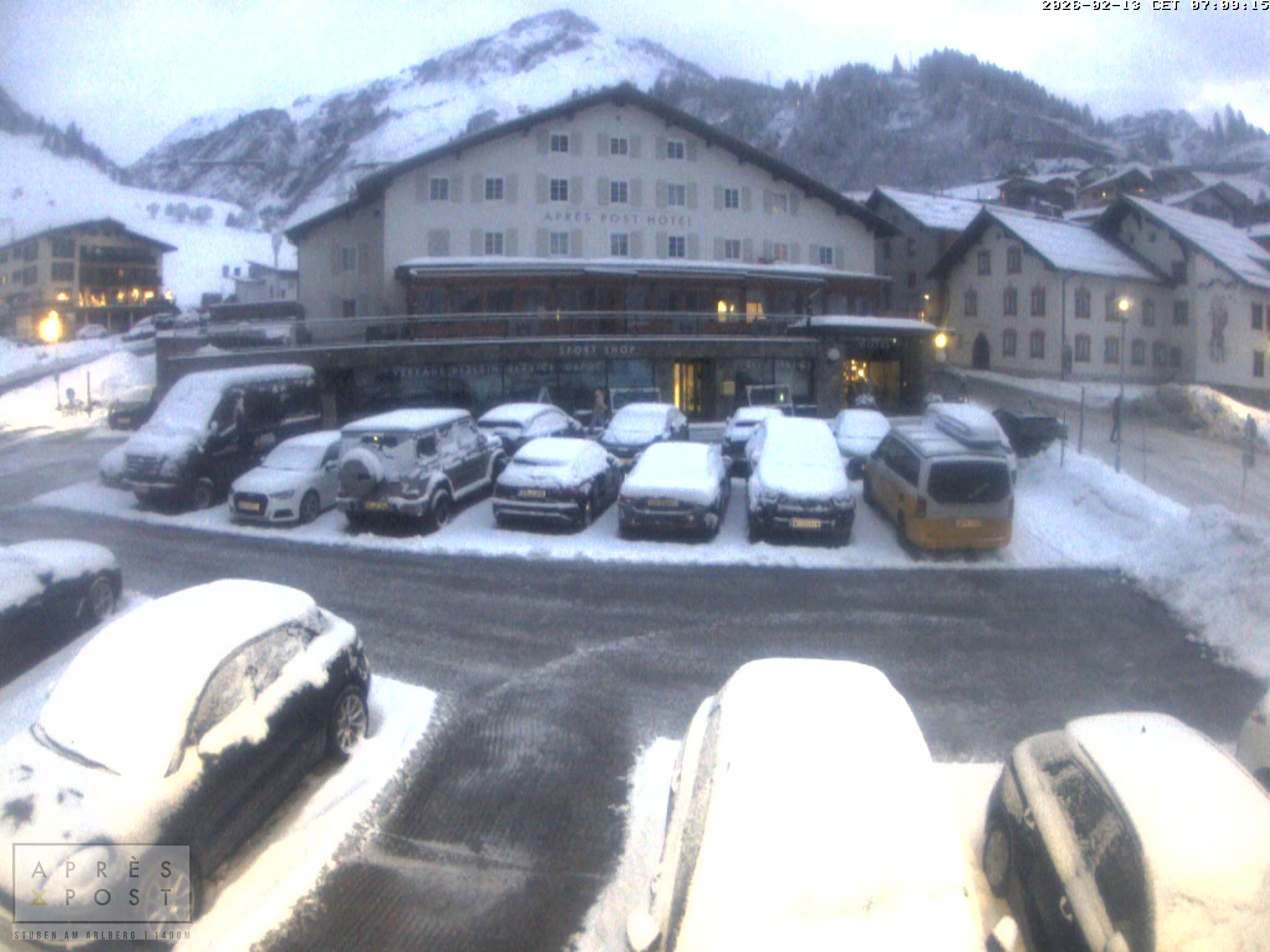 Archiv Foto Webcam Stuben am Arlberg - Blick auf das Après Post Hotel