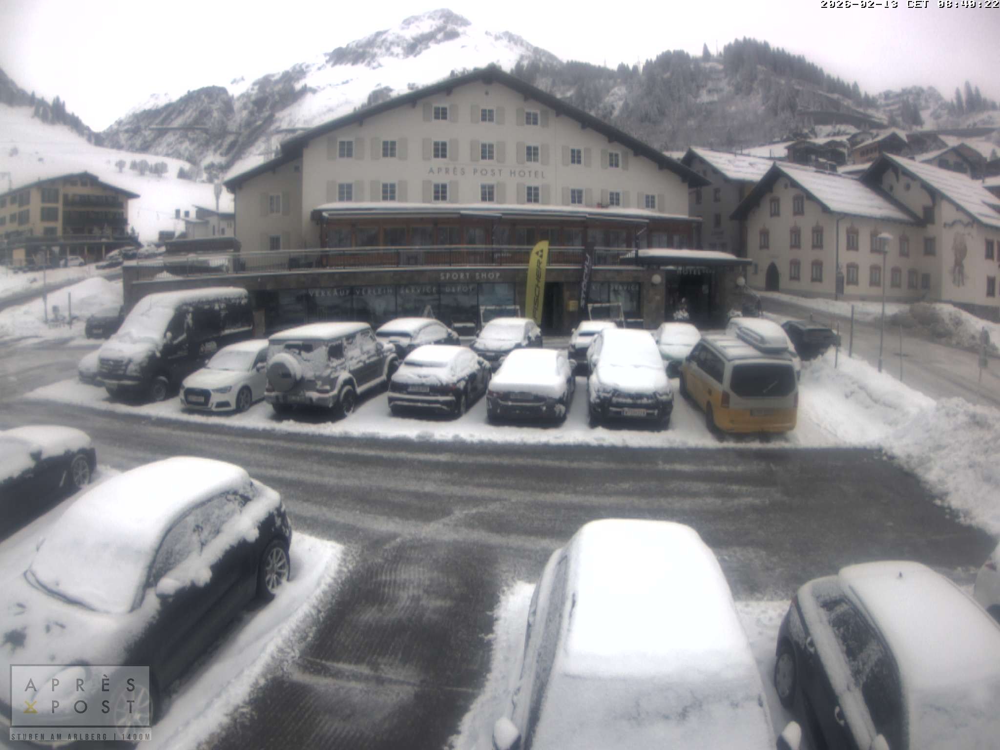 Archiv Foto Webcam Stuben am Arlberg - Blick auf das Après Post Hotel