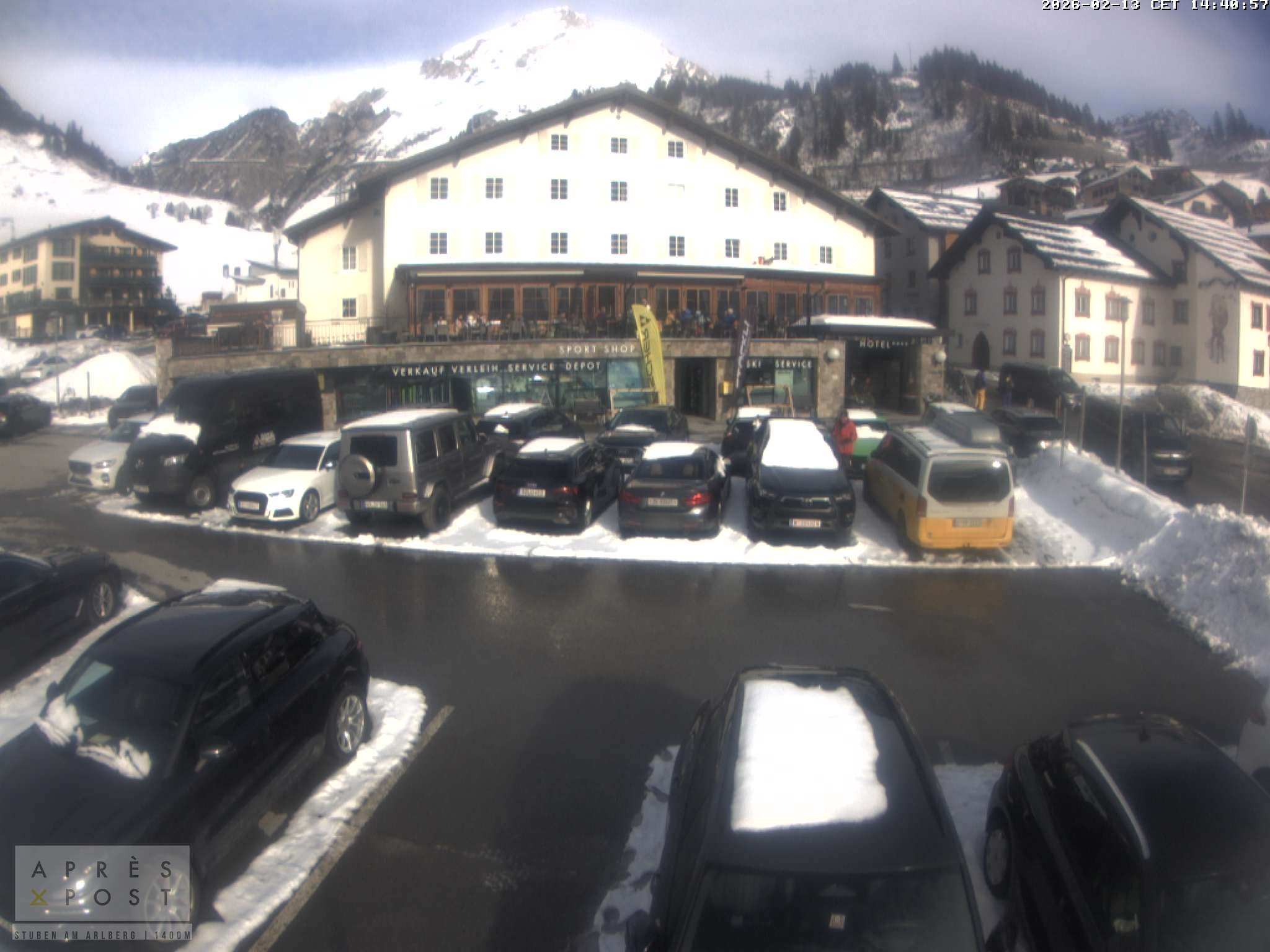 Archiv Foto Webcam Stuben am Arlberg - Blick auf das Après Post Hotel
