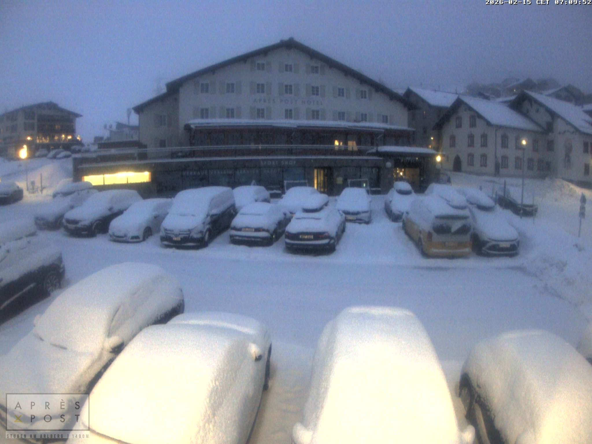 Archiv Foto Webcam Stuben am Arlberg - Blick auf das Après Post Hotel