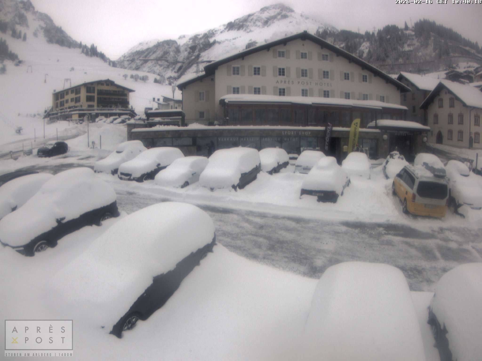 Archiv Foto Webcam Stuben am Arlberg - Blick auf das Après Post Hotel