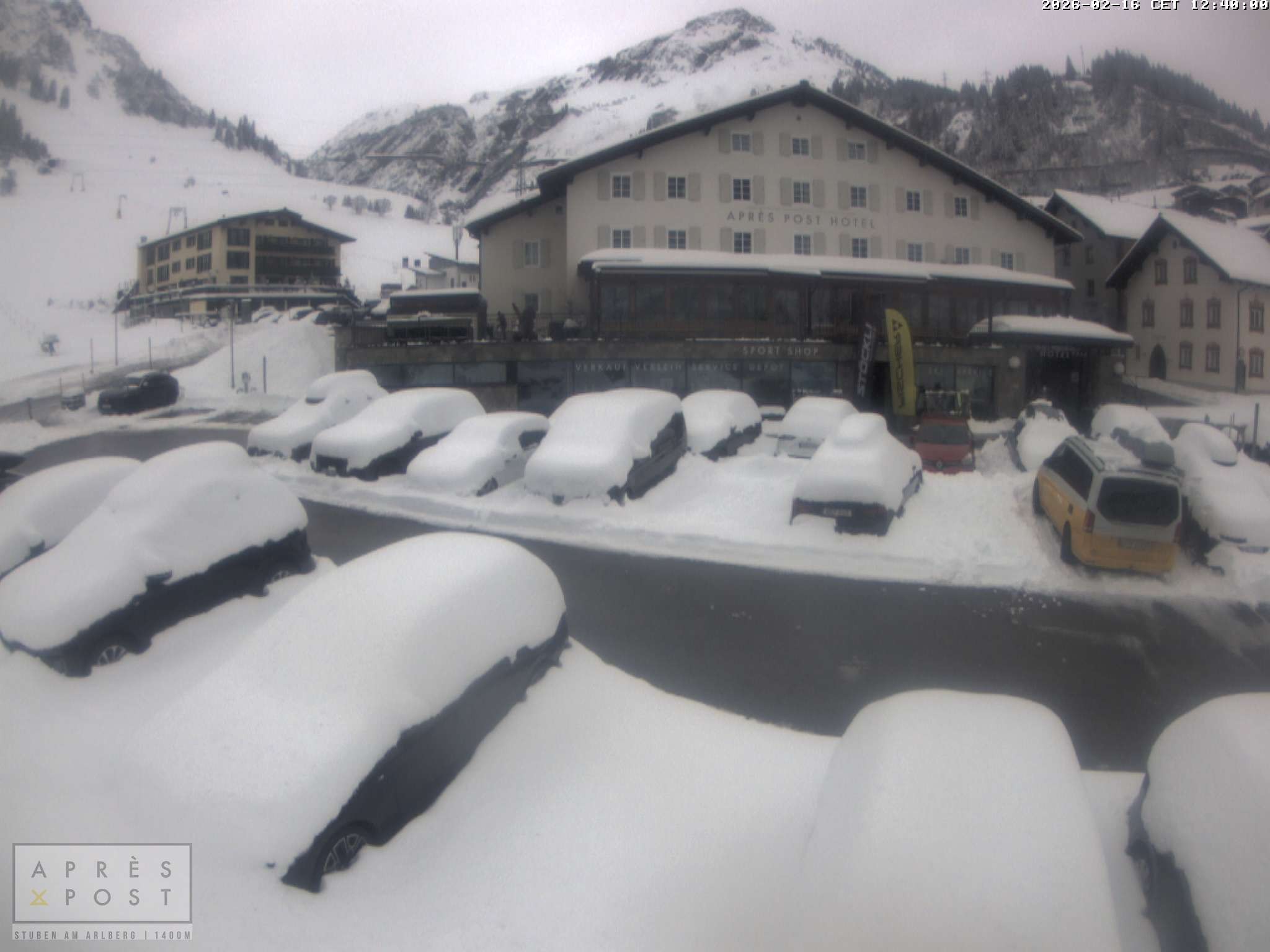 Archiv Foto Webcam Stuben am Arlberg - Blick auf das Après Post Hotel