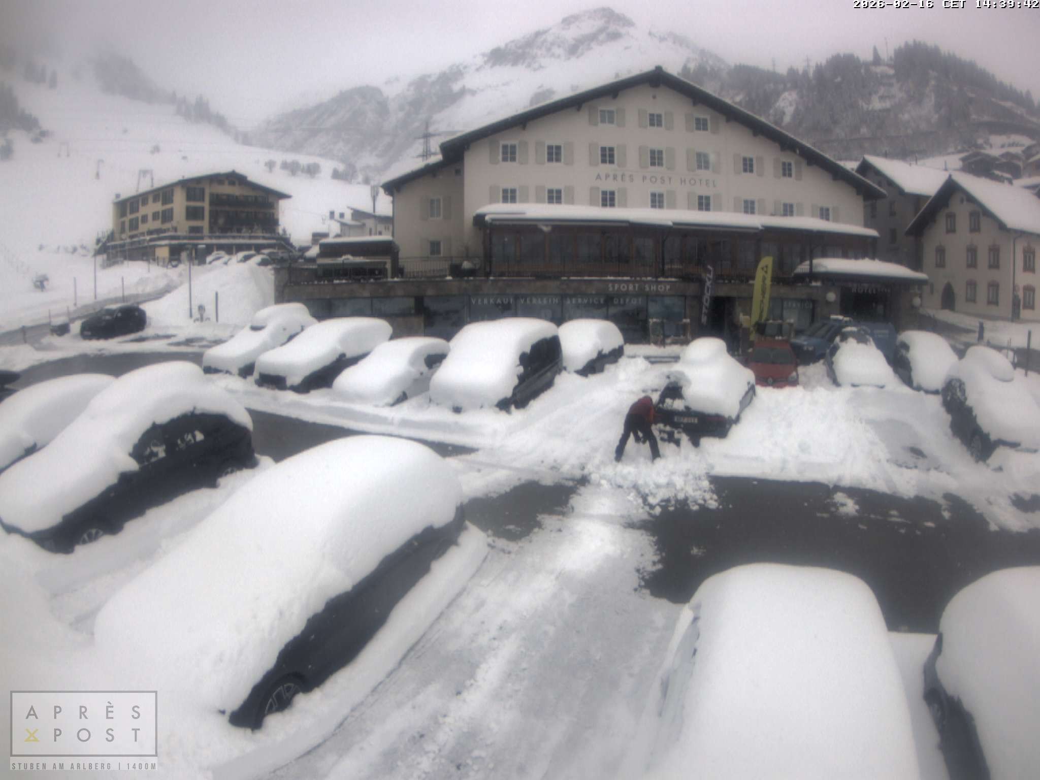 Archiv Foto Webcam Stuben am Arlberg - Blick auf das Après Post Hotel
