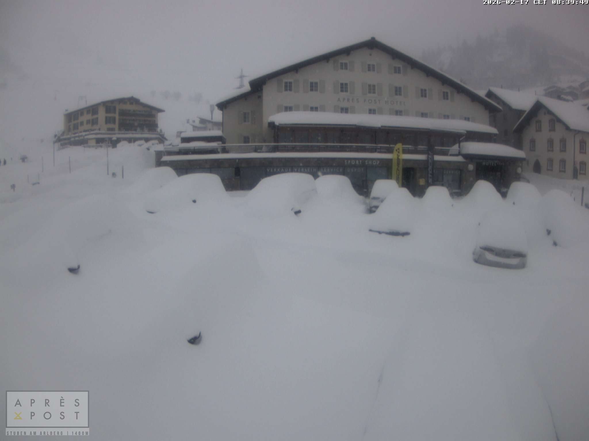 Archiv Foto Webcam Stuben am Arlberg - Blick auf das Après Post Hotel