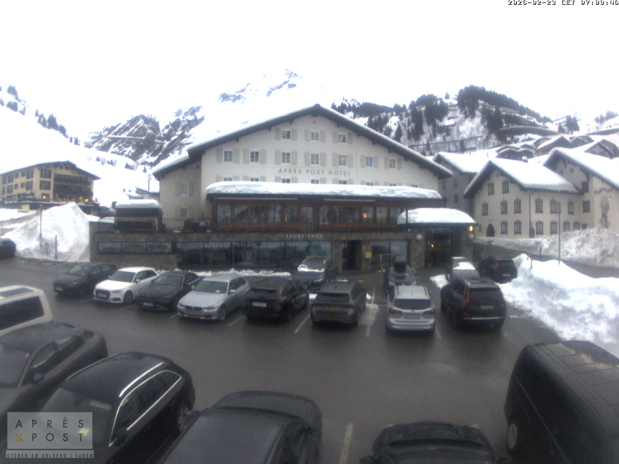 Archiv Foto Webcam Stuben am Arlberg - Blick auf das Après Post Hotel