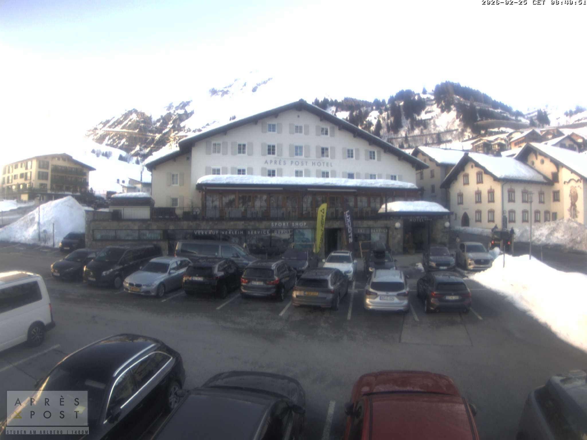 Archiv Foto Webcam Stuben am Arlberg - Blick auf das Après Post Hotel