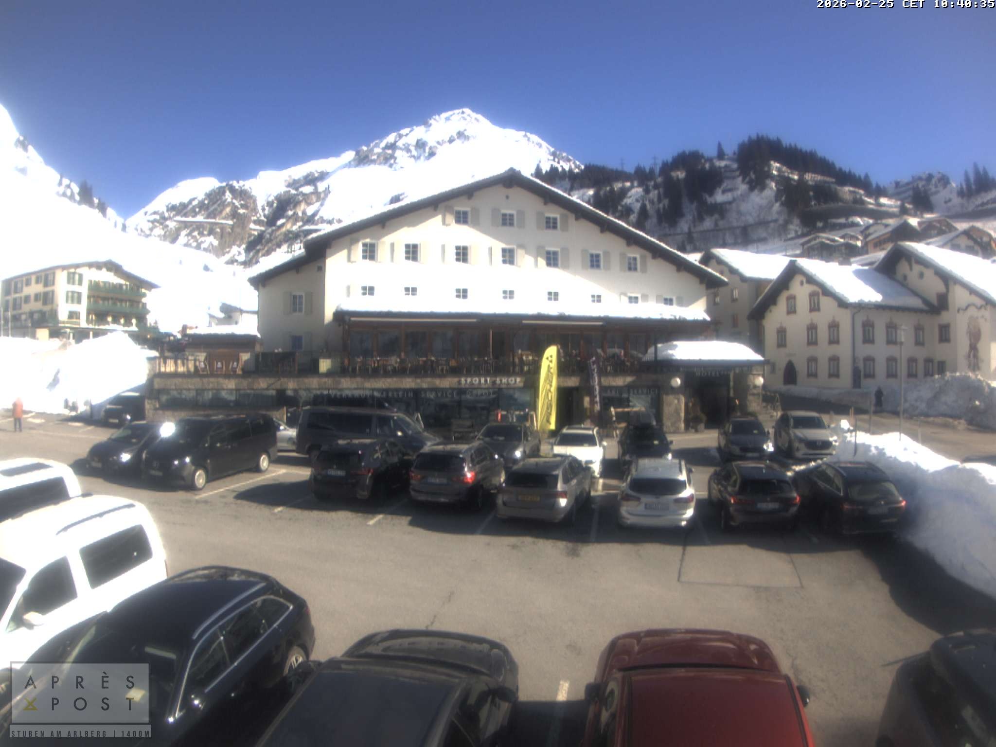 Archiv Foto Webcam Stuben am Arlberg - Blick auf das Après Post Hotel