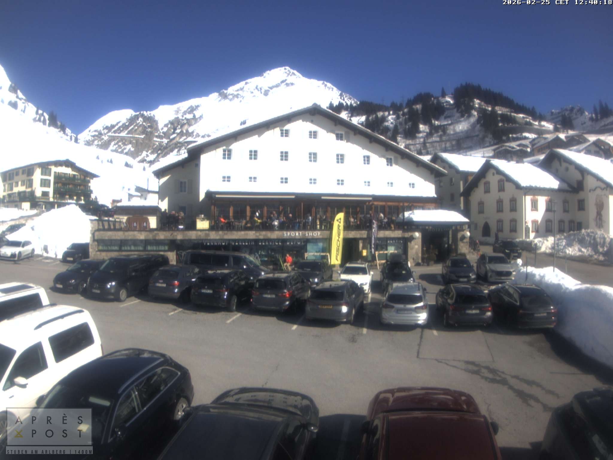 Archiv Foto Webcam Stuben am Arlberg - Blick auf das Après Post Hotel
