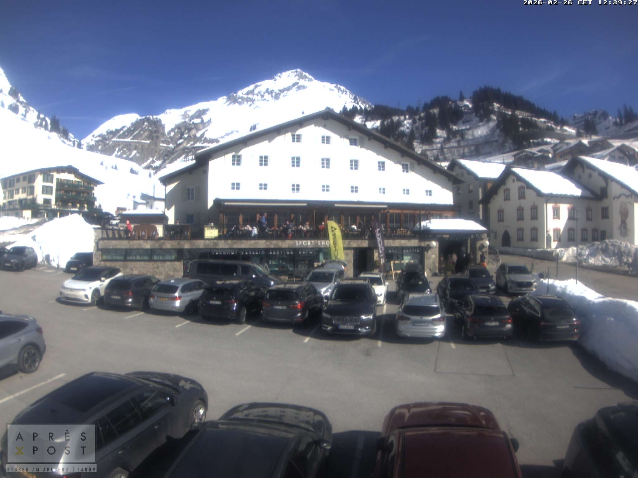 Archiv Foto Webcam Stuben am Arlberg - Blick auf das Après Post Hotel