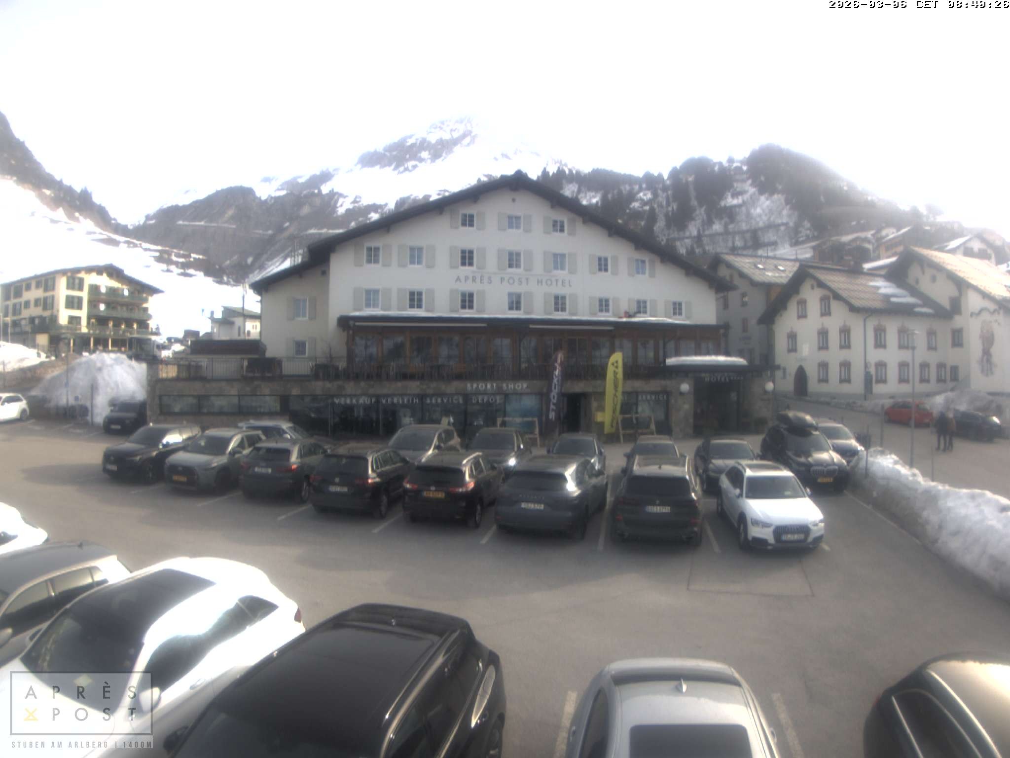 Archiv Foto Webcam Stuben am Arlberg - Blick auf das Après Post Hotel