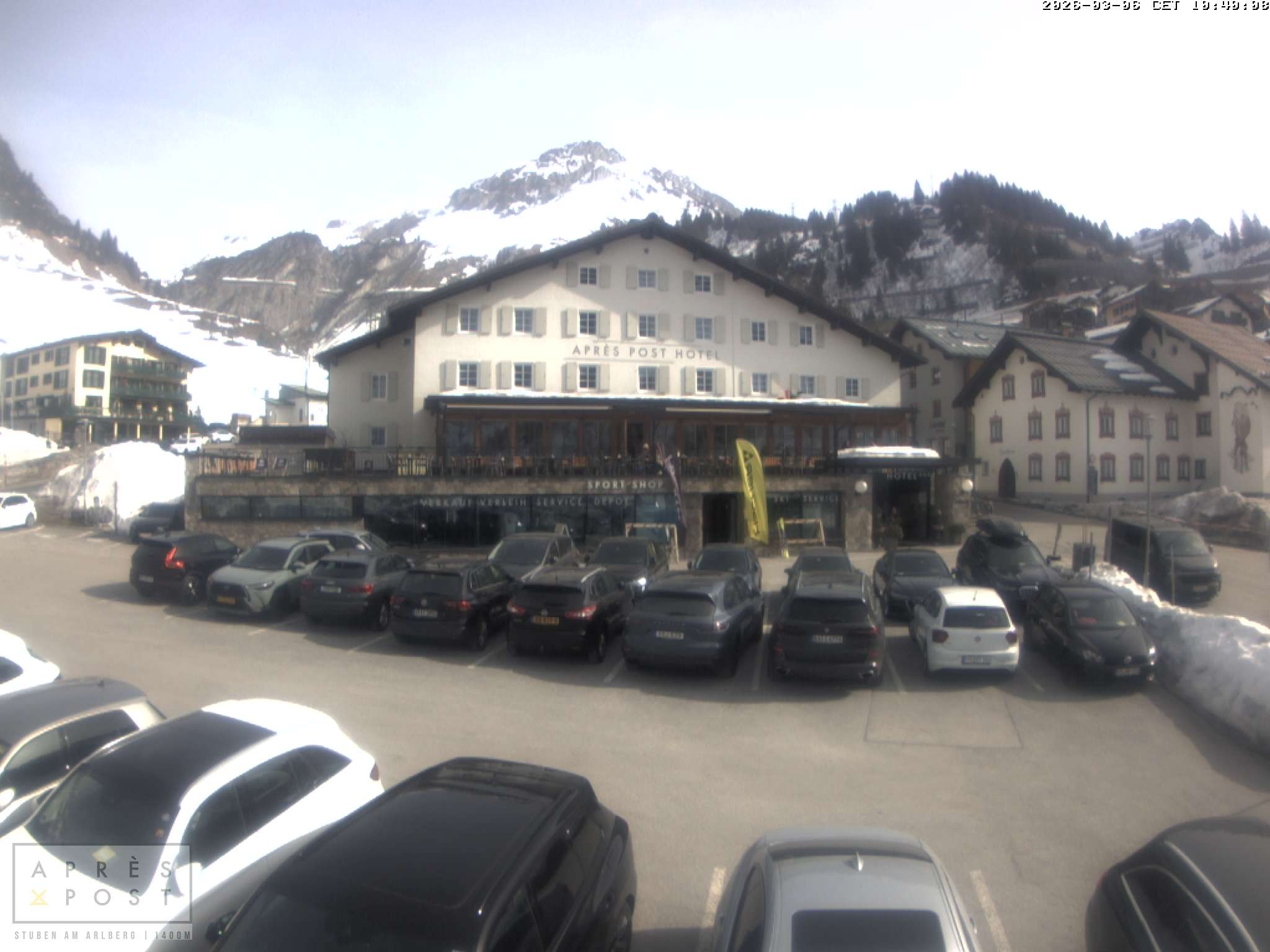 Archiv Foto Webcam Stuben am Arlberg - Blick auf das Après Post Hotel