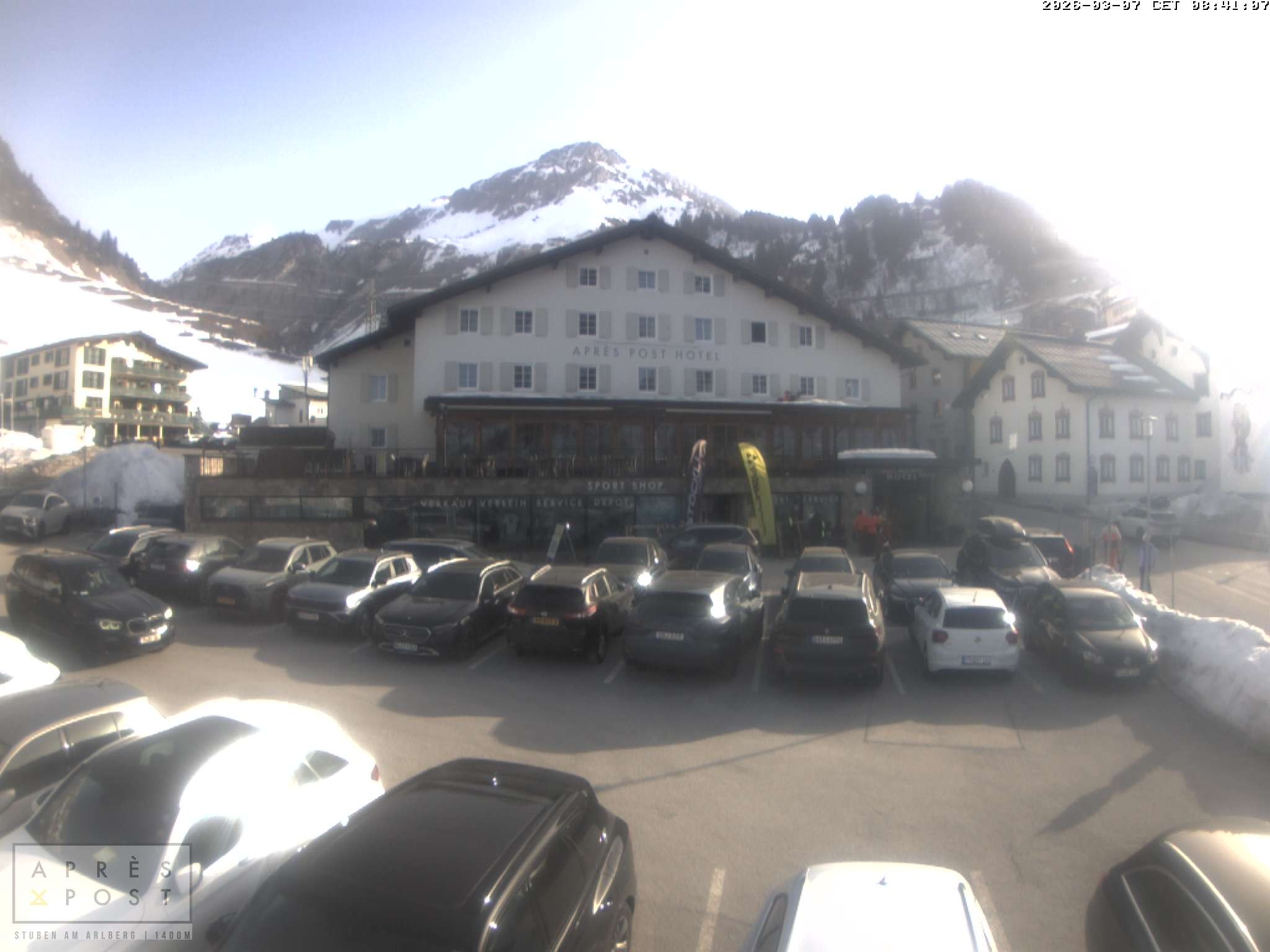 Archiv Foto Webcam Stuben am Arlberg - Blick auf das Après Post Hotel