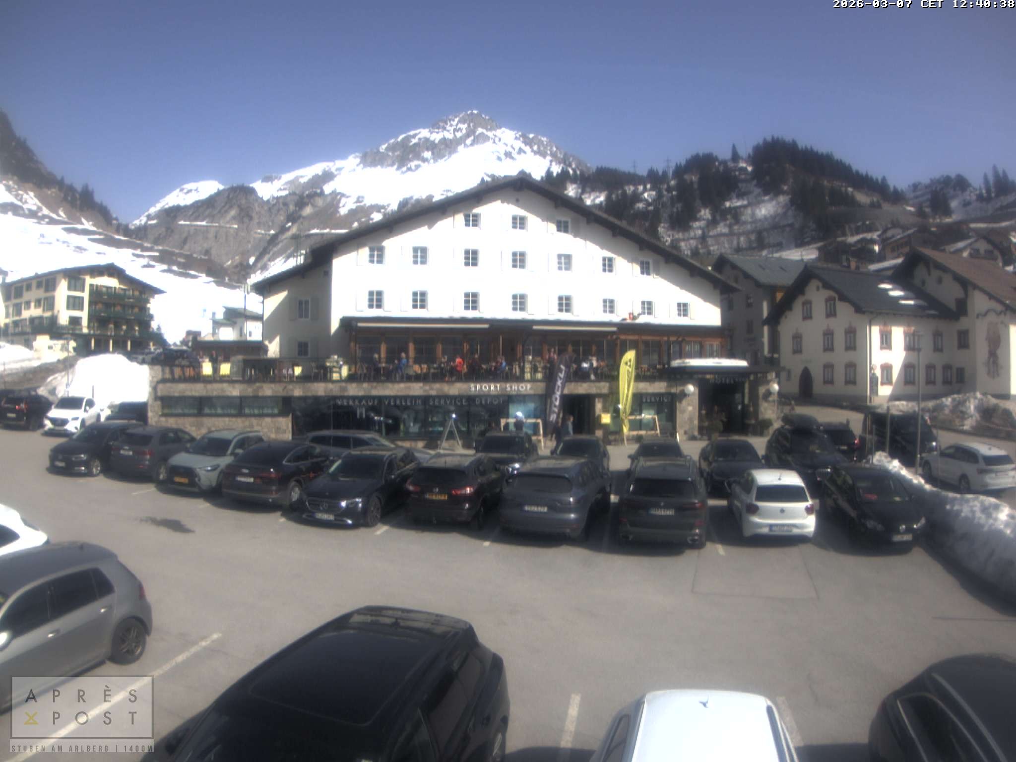 Archiv Foto Webcam Stuben am Arlberg - Blick auf das Après Post Hotel