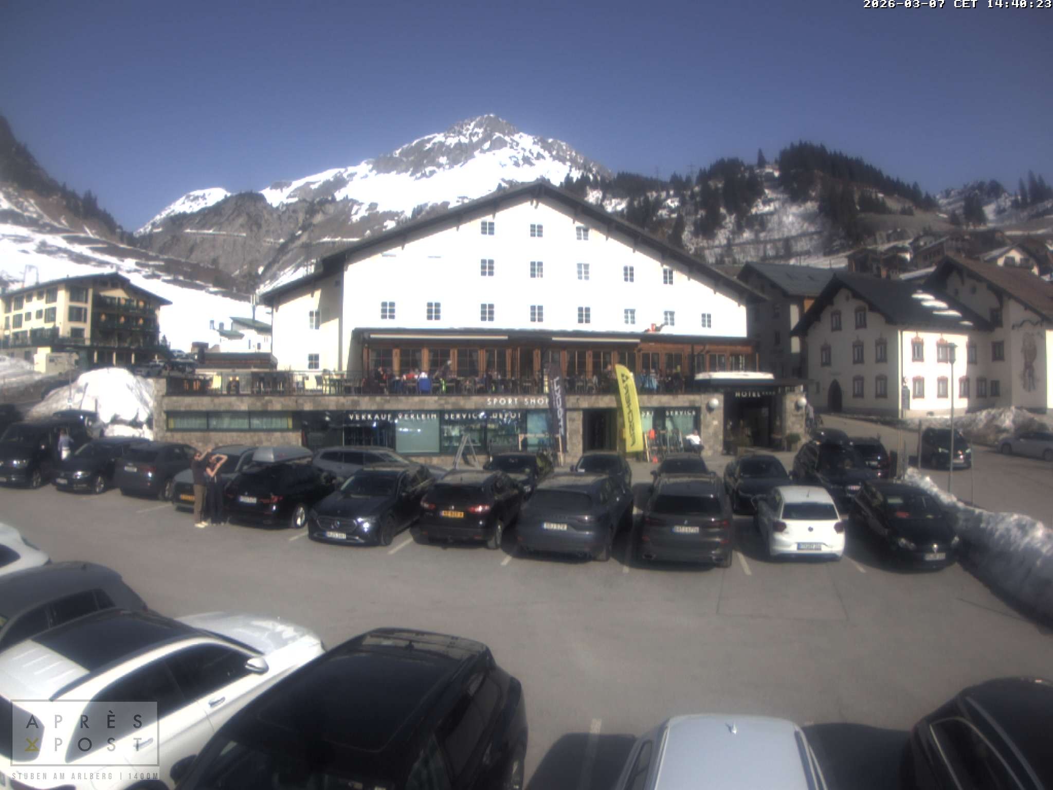 Archiv Foto Webcam Stuben am Arlberg - Blick auf das Après Post Hotel