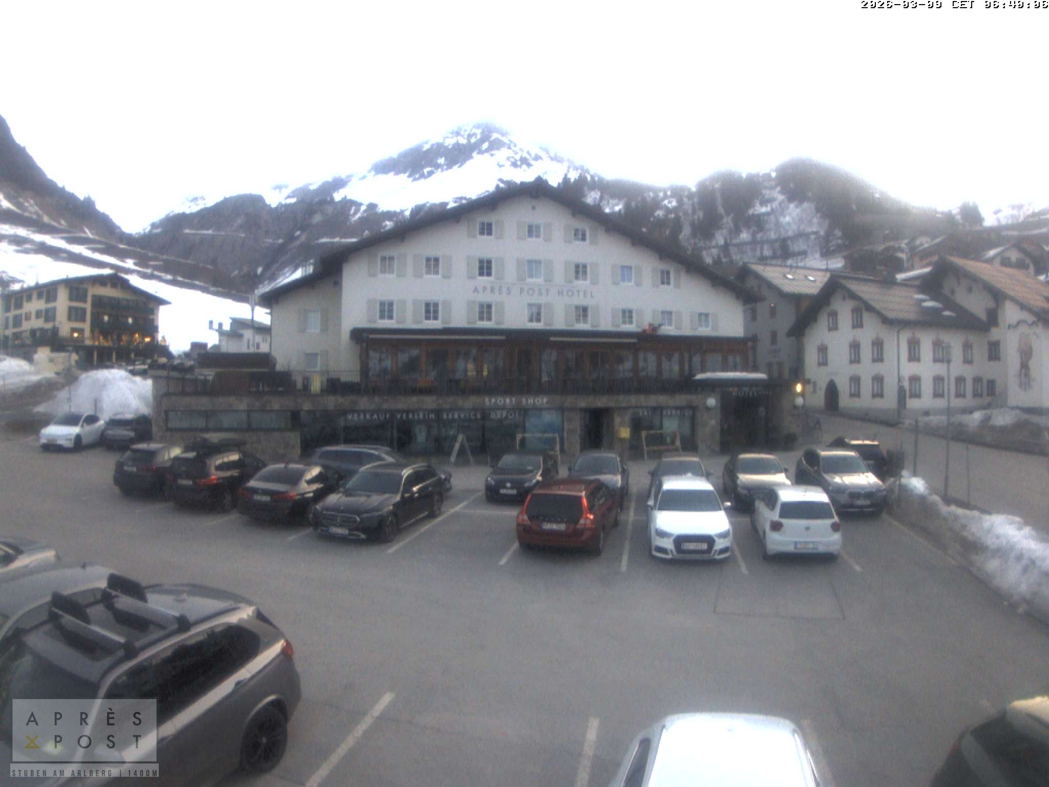 Archiv Foto Webcam Stuben am Arlberg - Blick auf das Après Post Hotel