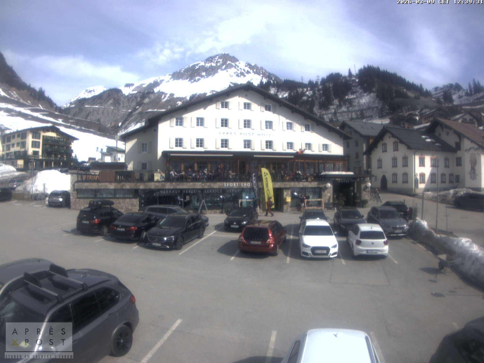 Archiv Foto Webcam Stuben am Arlberg - Blick auf das Après Post Hotel