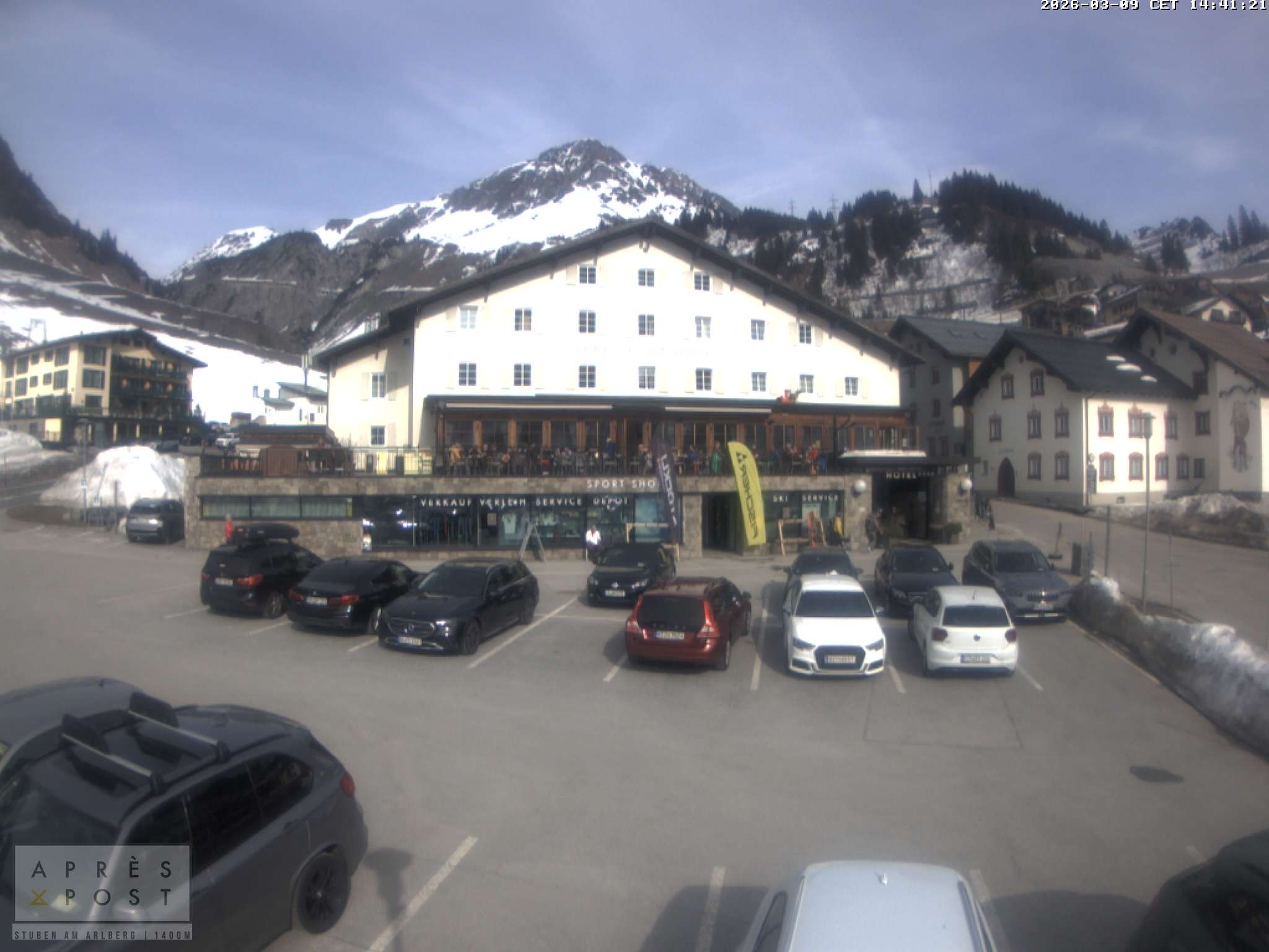 Archiv Foto Webcam Stuben am Arlberg - Blick auf das Après Post Hotel