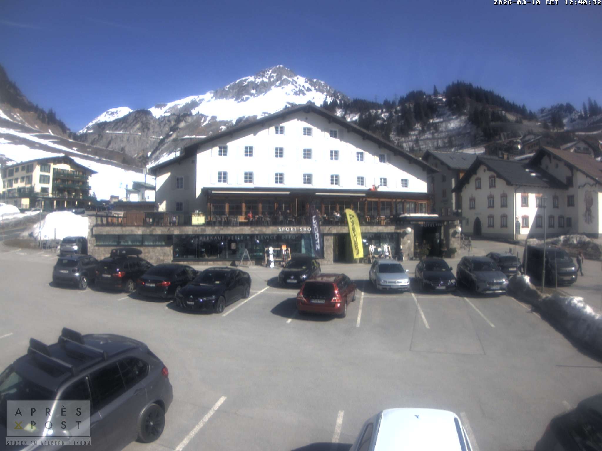 Archiv Foto Webcam Stuben am Arlberg - Blick auf das Après Post Hotel
