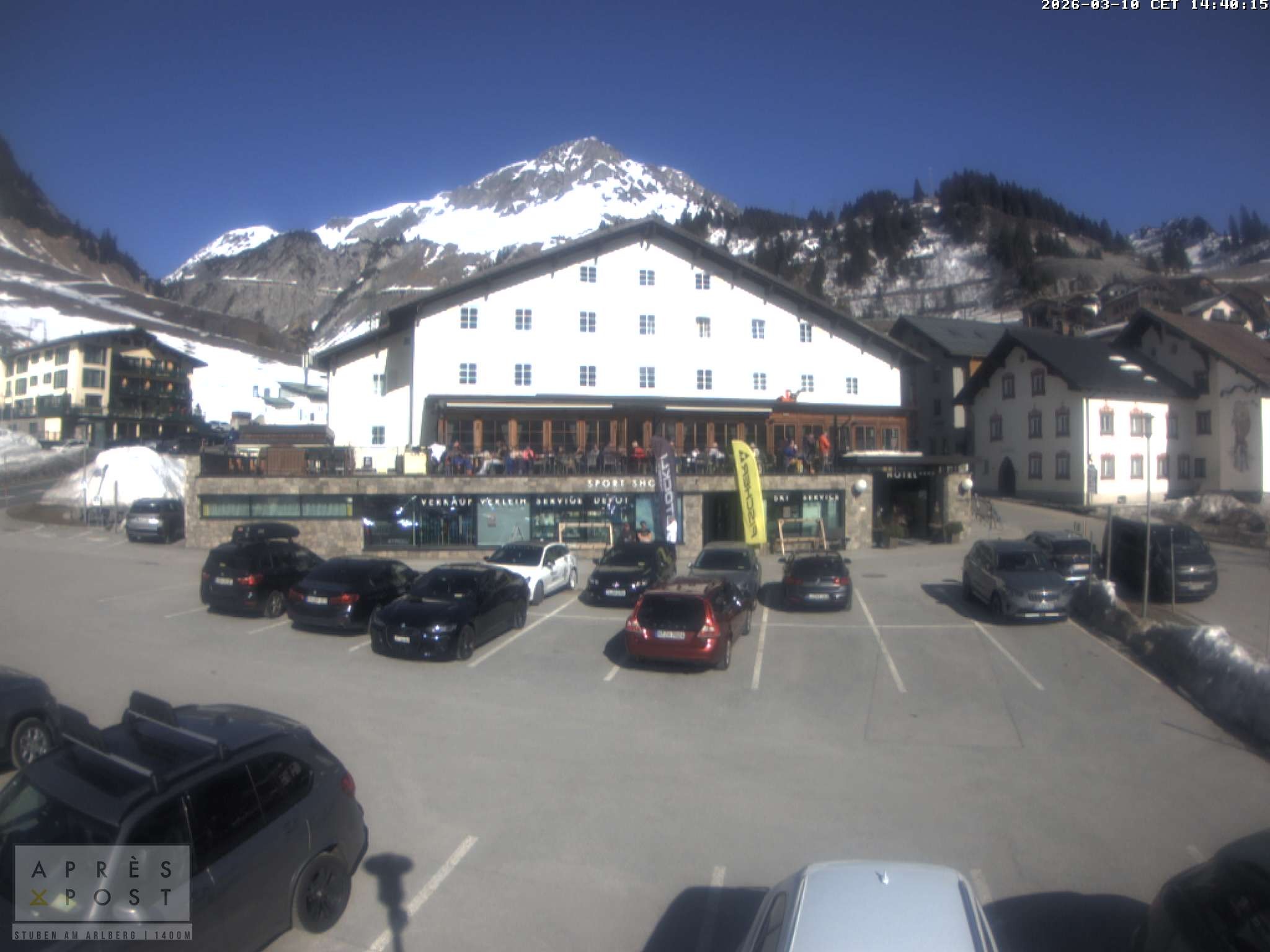 Archiv Foto Webcam Stuben am Arlberg - Blick auf das Après Post Hotel