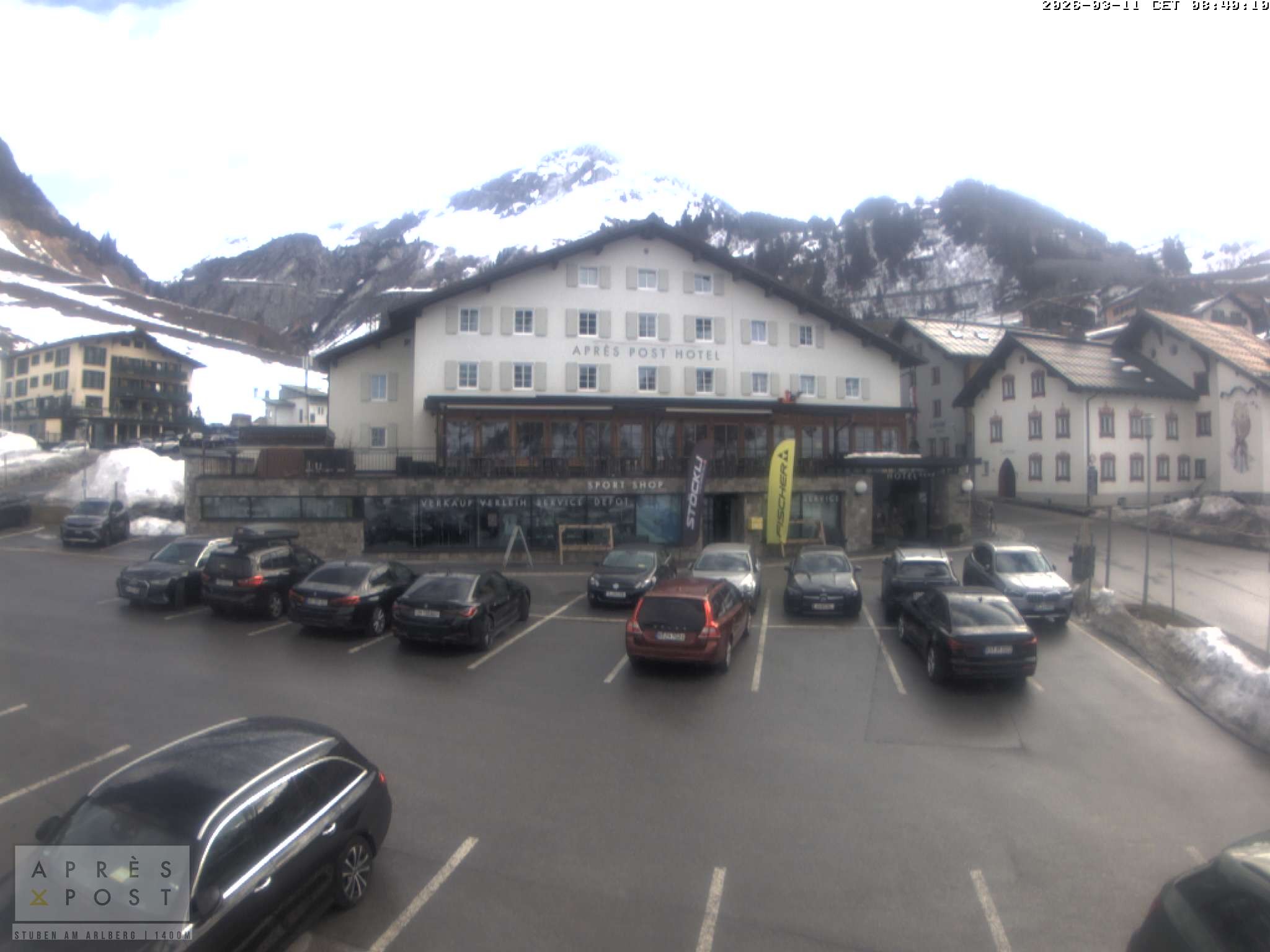 Archiv Foto Webcam Stuben am Arlberg - Blick auf das Après Post Hotel