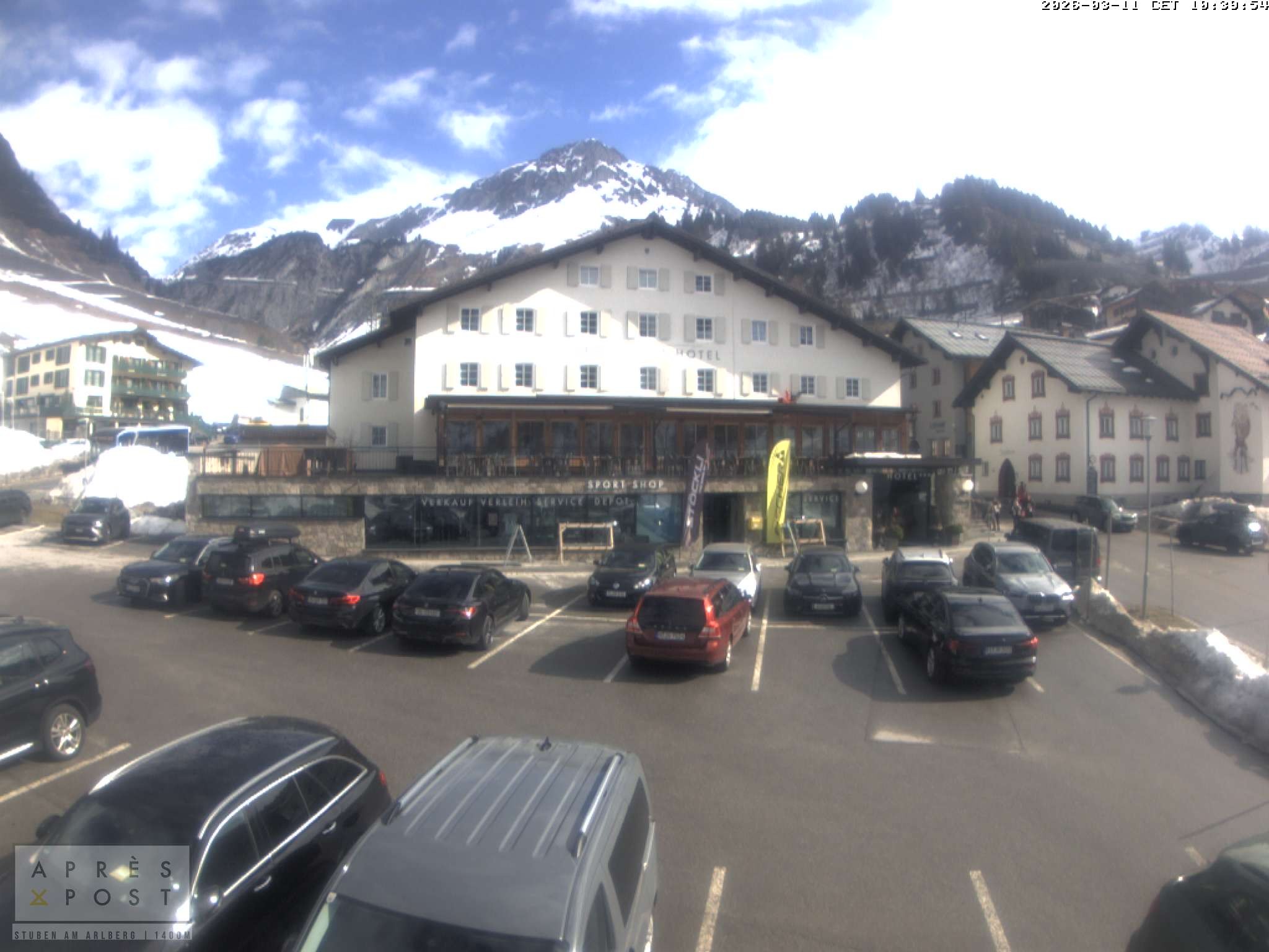 Archiv Foto Webcam Stuben am Arlberg - Blick auf das Après Post Hotel