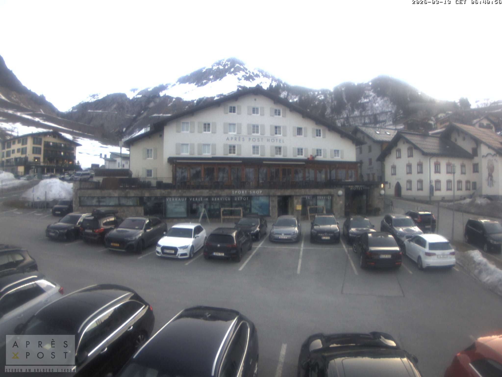 Archiv Foto Webcam Stuben am Arlberg - Blick auf das Après Post Hotel