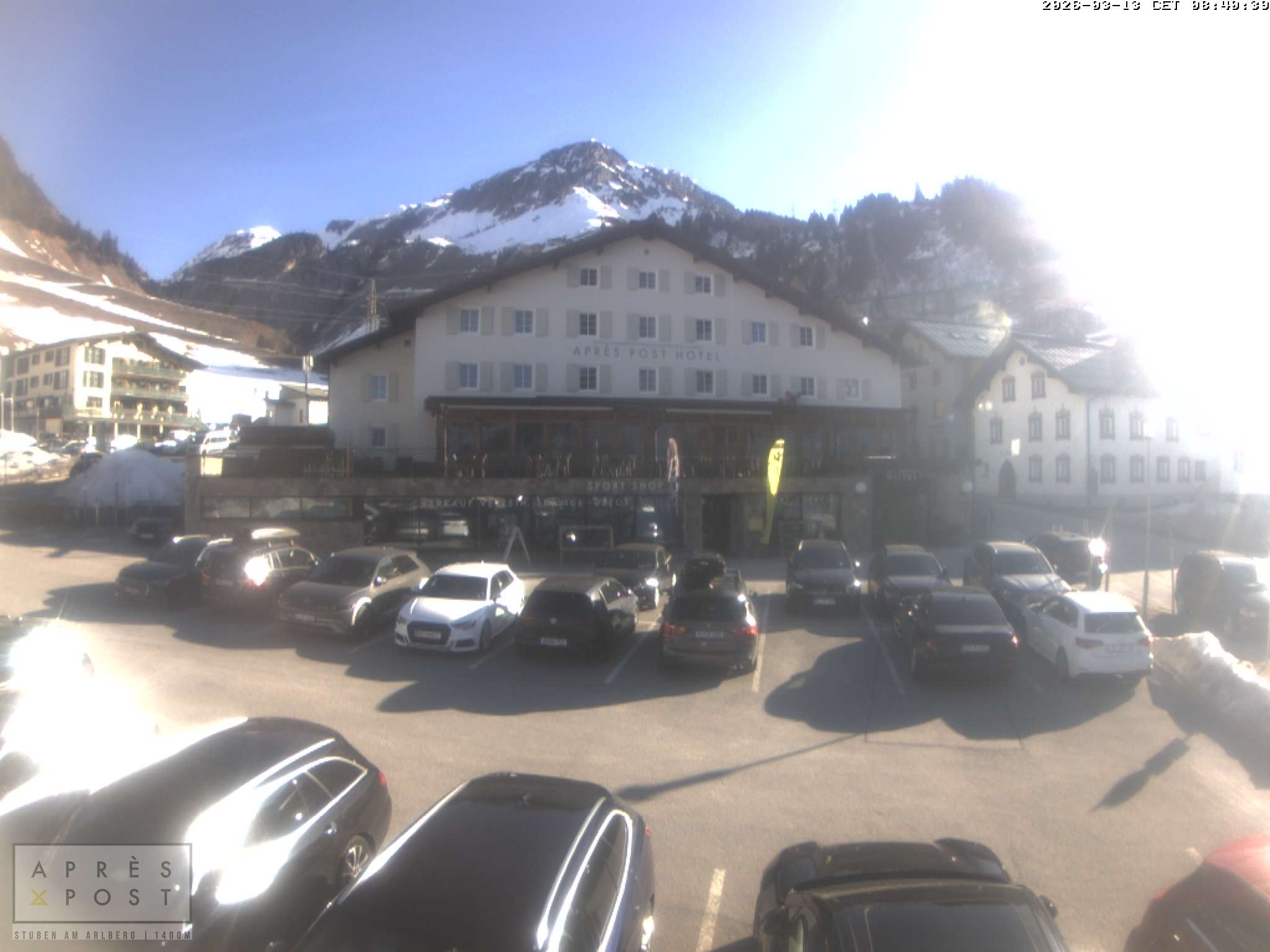 Archiv Foto Webcam Stuben am Arlberg - Blick auf das Après Post Hotel