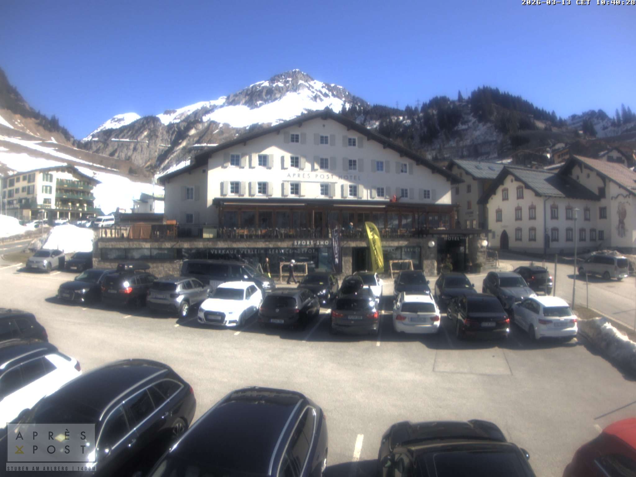 Archiv Foto Webcam Stuben am Arlberg - Blick auf das Après Post Hotel